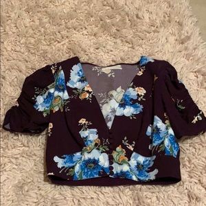 Button up low cut crop top